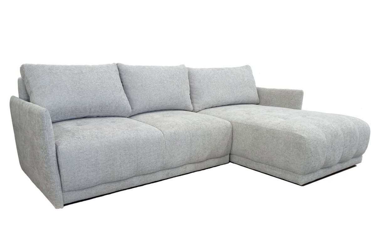 Pilka kampinė sofa su miegojimo funkcija ir patalynės dėže Pilka kampinė sofa su miegojimo funkcija ir patalynės dėže